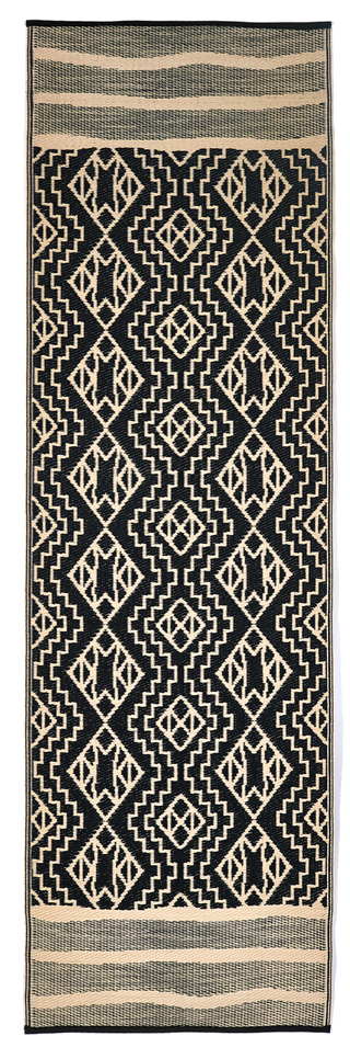 Kilimanjaro Black Boho Reversible Outdoor Patio Rug