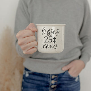 Kisses 25 Cents Ceramic Mug – Vintage Campfire Style Coffee Mug