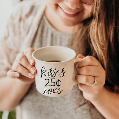 Kisses 25 Cents Ceramic Mug – Vintage Campfire Style Coffee Mug