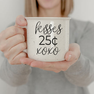 Kisses 25 Cents Ceramic Mug – Vintage Campfire Style Coffee Mug