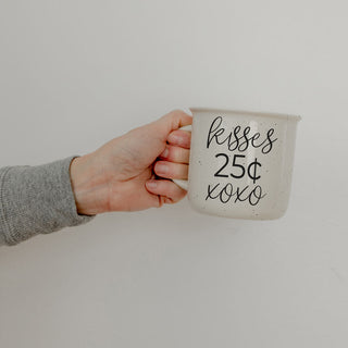 Kisses 25 Cents Ceramic Mug – Vintage Campfire Style Coffee Mug