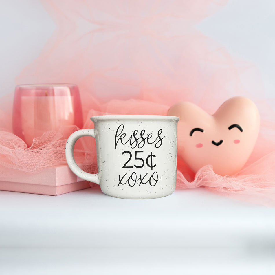 Kisses 25 Cents Ceramic Mug – Vintage Campfire Style Coffee Mug