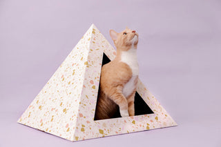 Terrazzo Cardboard Cat Pyramid | Modern Eco-Friendly Cat Hideaway