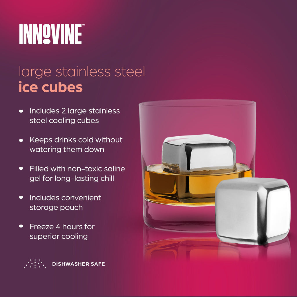 Large Stainless Steel Ice Cubes Set of 2