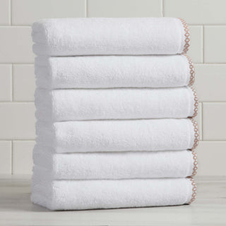 Elegant Cotton Border-Stitched Towel Set – Valery Collection (6-Piece)