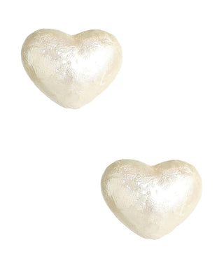 Lainey 18K Gold Plated Cotton Pearl Heart Studs