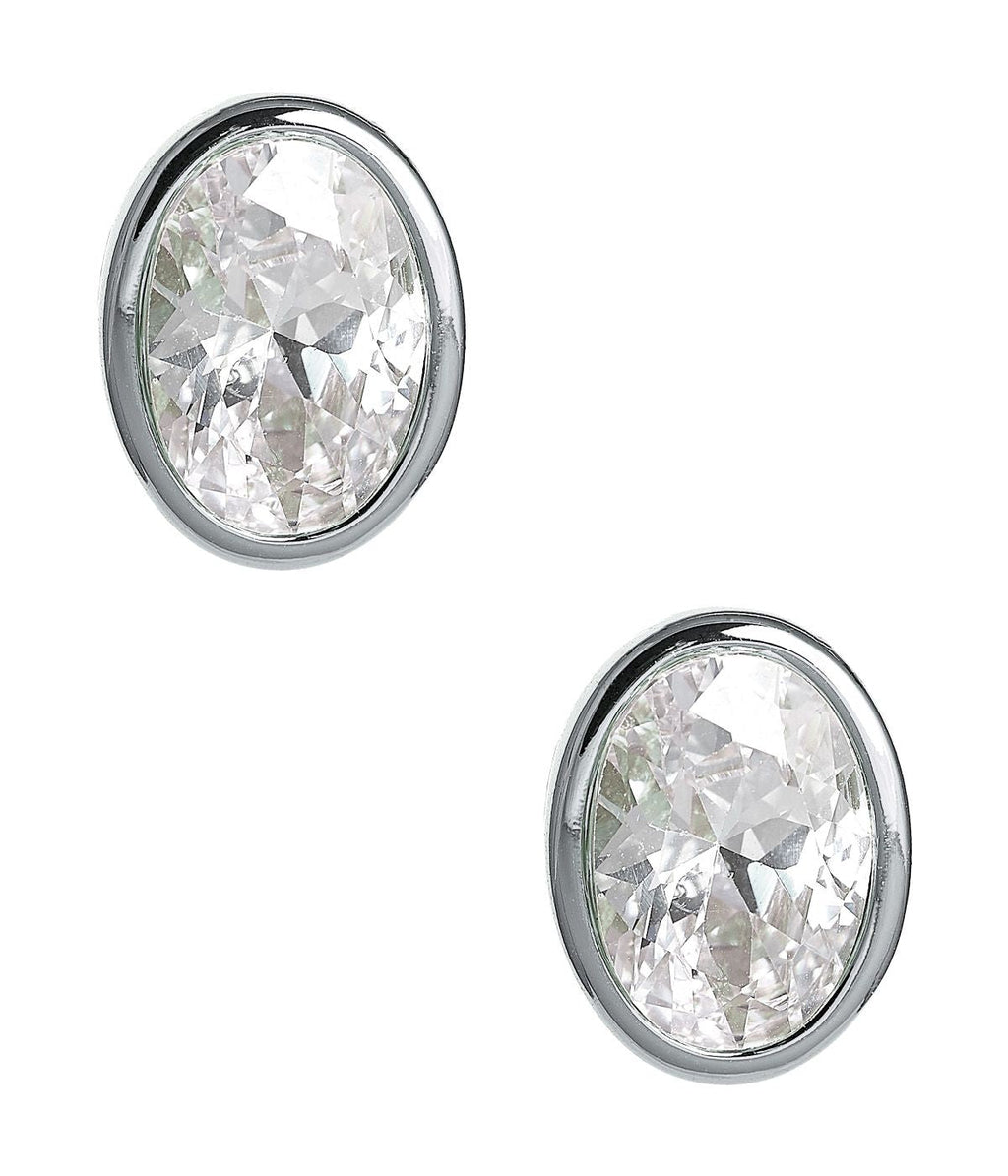 Large Bezel Oval Stud - 18k Gold Plated