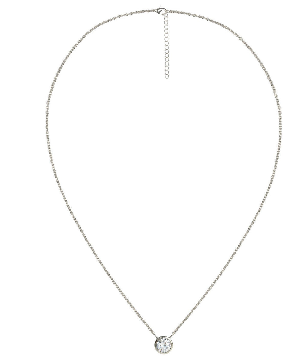 Large Rhinestone Bezel Necklace - 18k Gold Plated
