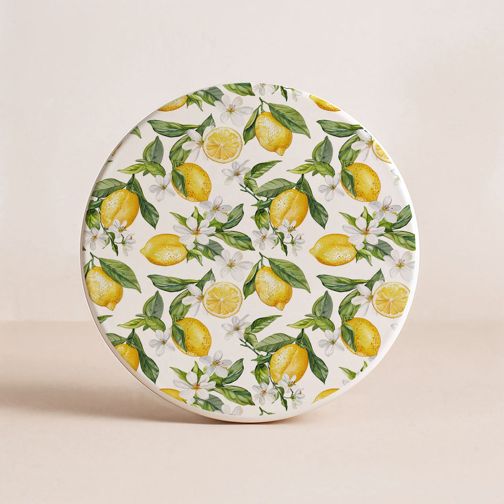 Mediterranean Lemon Ceramic Coasters – Blue Tile & Citrus Designs (4
