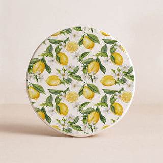Mediterranean Lemon Ceramic Coasters – Blue Tile & Citrus Designs (4