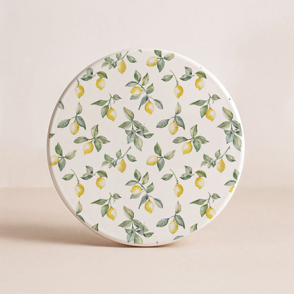 Mediterranean Lemon Ceramic Coasters – Blue Tile & Citrus Designs (4