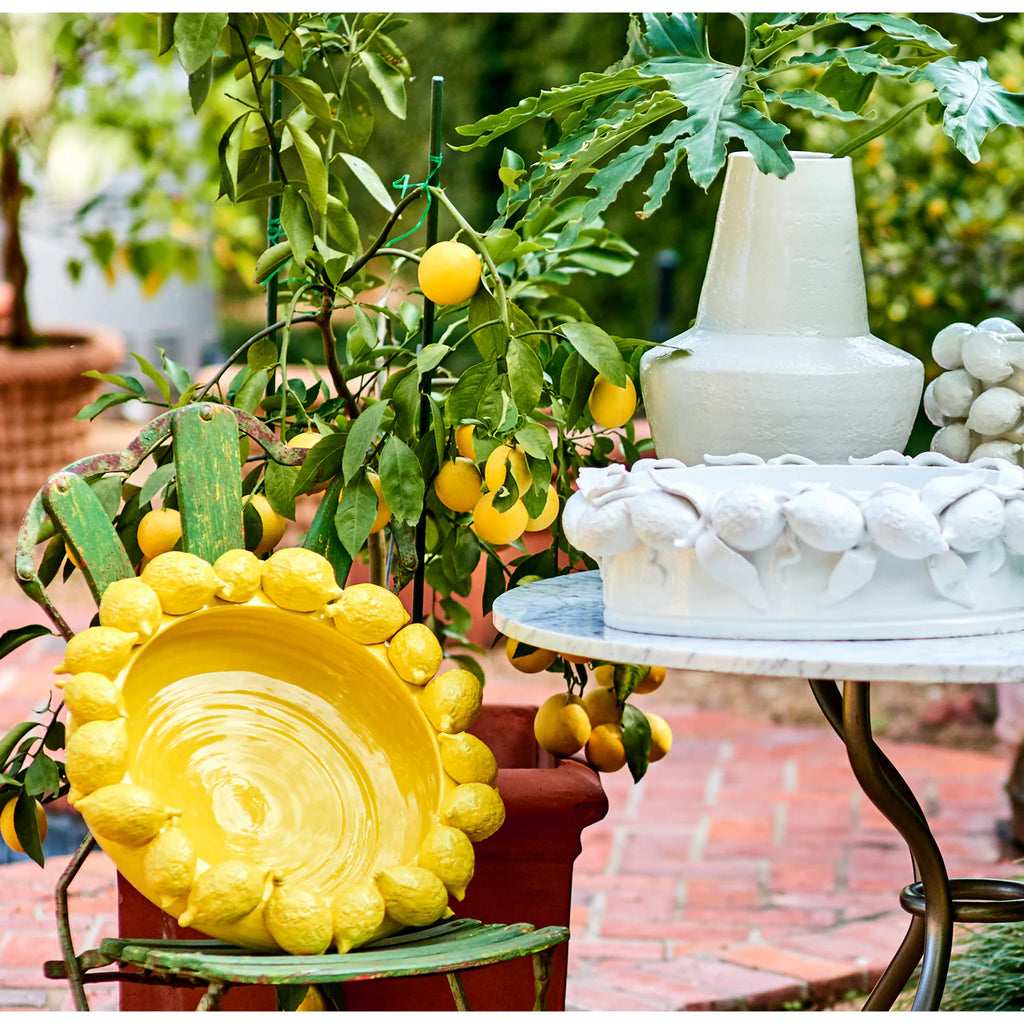 Ceramic Lemon Bowl, Yellow/White
