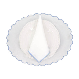Linen Napkins With Blue Stitch Edges, Set of 4
