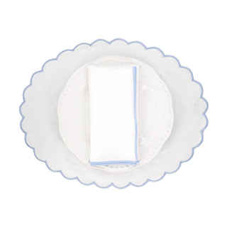 Linen Napkins With Blue Stitch Edges, Set of 4