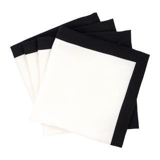 Linen Napkins With Black Borders, Set of 4
