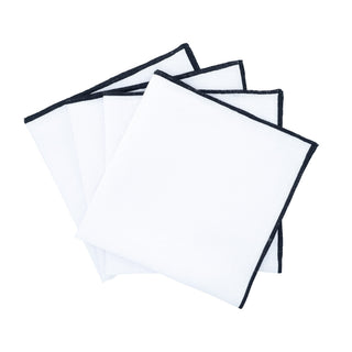 Linen Napkins With Black Stitch Edges, Set of 4