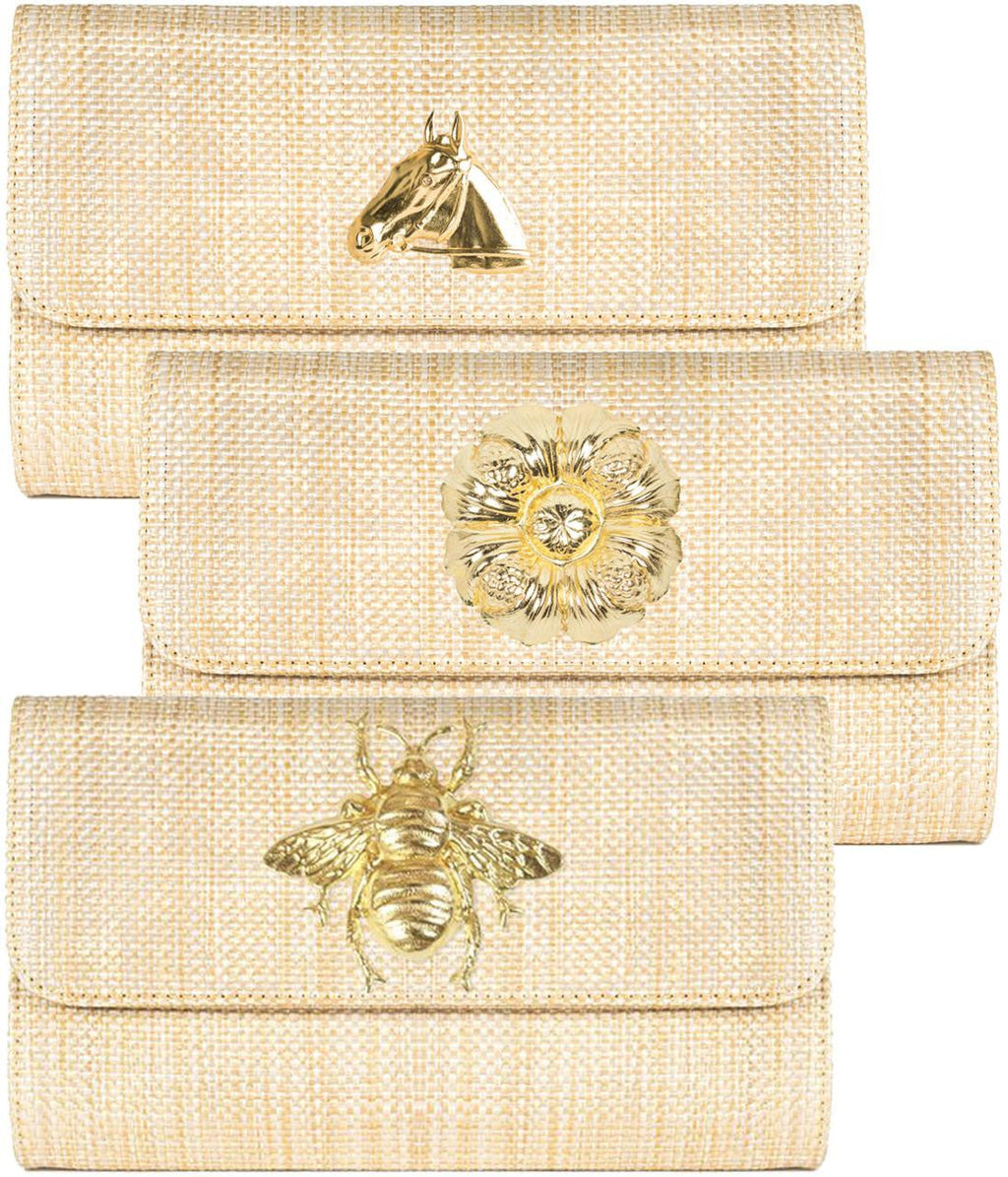Avery Charm Straw Clutch – Convertible Crossbody
