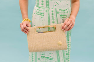 Chloe Clutch - Straw - Gold Charm