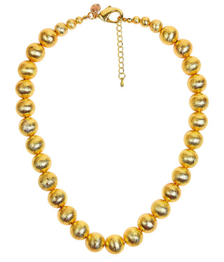 Diana Single Strand Beaded  Large Necklace - 14mm -  Brushed Gold