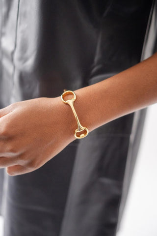 Gold Horse Bit Cuff - 18k Plated