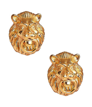 Lion Door Knocker  Earrings in Gold Brass