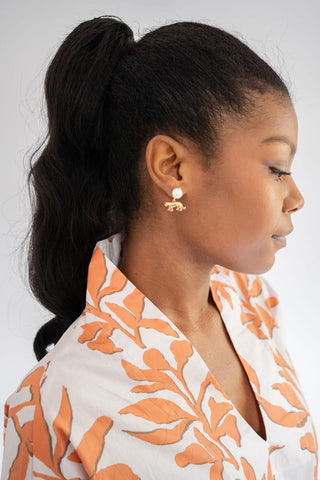 Tiger Pearl Drop - Gold Earring