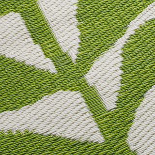 Hilo Green Tropical Leaf Reversible Outdoor Patio Rug