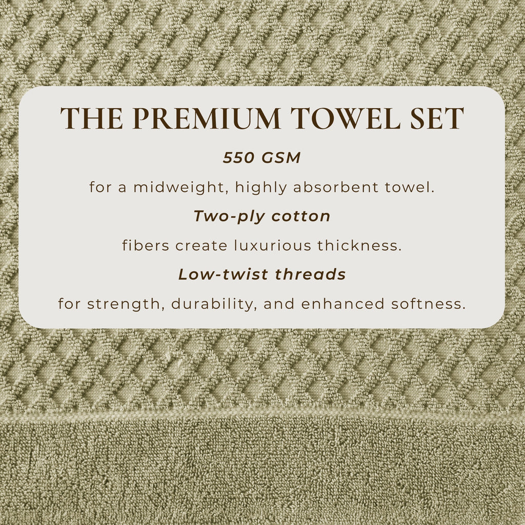 Grayson Cotton Diamond Waffle Weave Bath Towel Set
