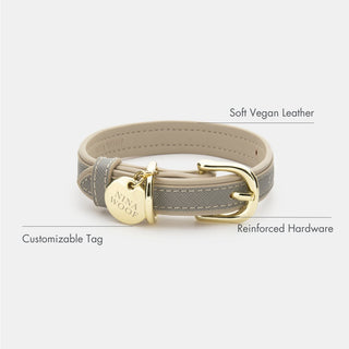 London Vegan Leather Dog Collar | Elegant Saffiano Design for Pets