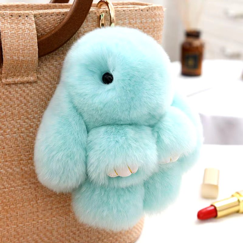 Lulu Bunny Rex Fur Key Chains with Vintage Bunny Tin Cases & Car Freshener - Anara Lifestyle