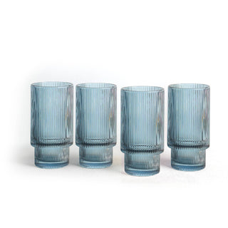 Luminelle Ribbed Drinking Glasses15 oz, Set of 4 - Anara Lifestyle