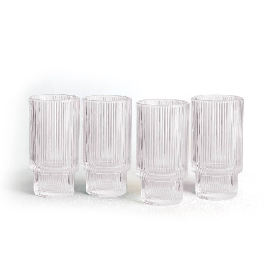 Luminelle Ribbed Drinking Glasses15 oz, Set of 4 - Anara Lifestyle