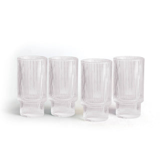Luminelle Ribbed Drinking Glasses15 oz, Set of 4 - Anara Lifestyle