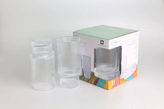 Luminelle Ribbed Drinking Glasses15 oz, Set of 4 - Anara Lifestyle