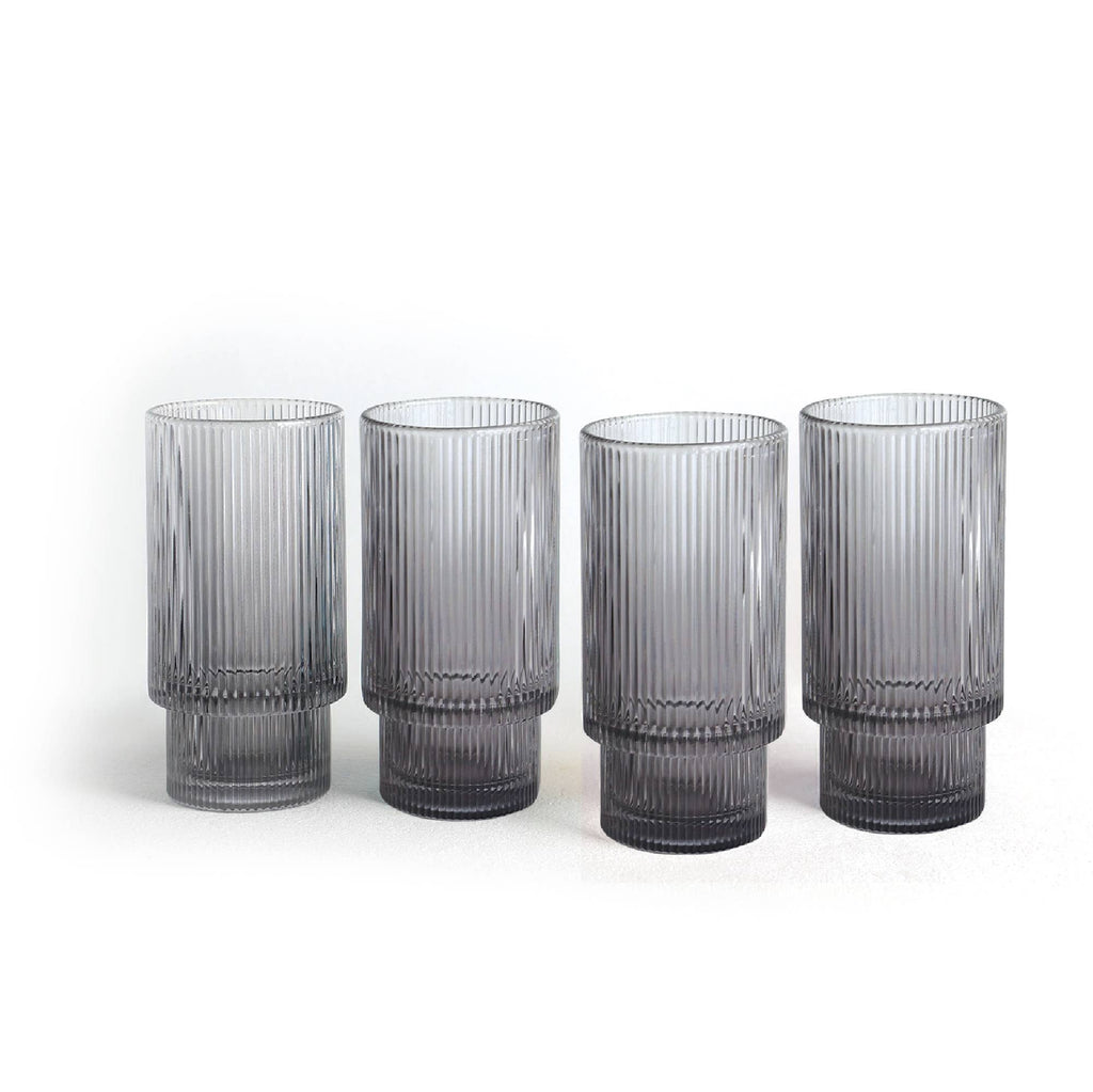 Luminelle Ribbed Drinking Glasses15 oz, Set of 4 - Anara Lifestyle