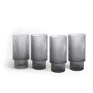 Luminelle Ribbed Drinking Glasses15 oz, Set of 4 - Anara Lifestyle