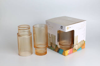 Luminelle Ribbed Drinking Glasses15 oz, Set of 4 - Anara Lifestyle