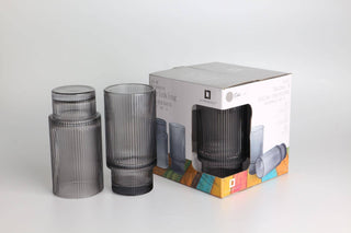 Luminelle Ribbed Drinking Glasses15 oz, Set of 4 - Anara Lifestyle