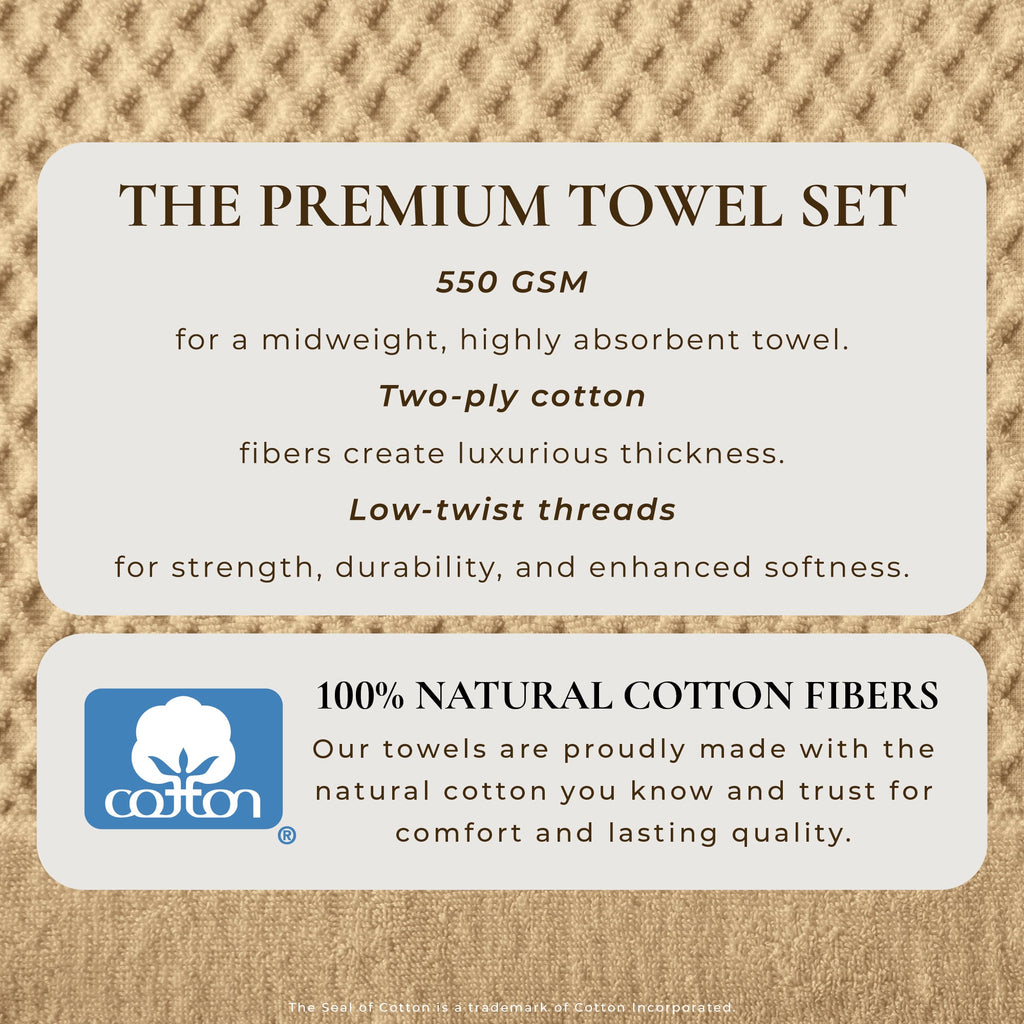 Grayson Cotton Diamond Waffle Weave Bath Towel Set