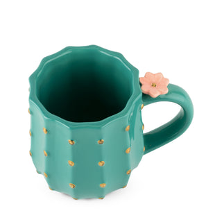 Cactus Ceramic Mug with Floral Handle -12 oz Coffee & Tea Mug