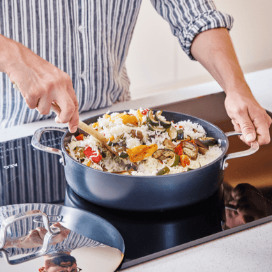 Maestro 3.5 QT Nonstick Sauté Pan with Lid – Deep Pan for Sautéing and Braising