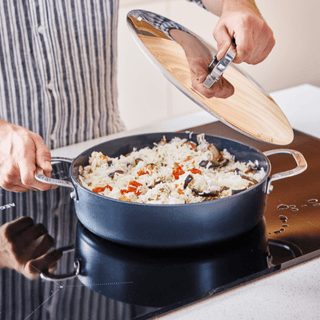 Maestro 3.5 QT Nonstick Sauté Pan with Lid – Deep Pan for Sautéing and Braising
