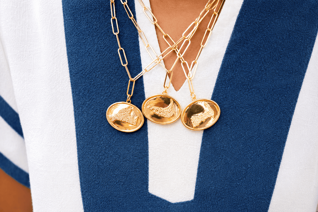 18K Gold Plated Beach Tag Charm Necklace