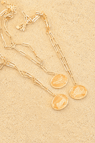 18K Gold Plated Beach Tag Charm Necklace
