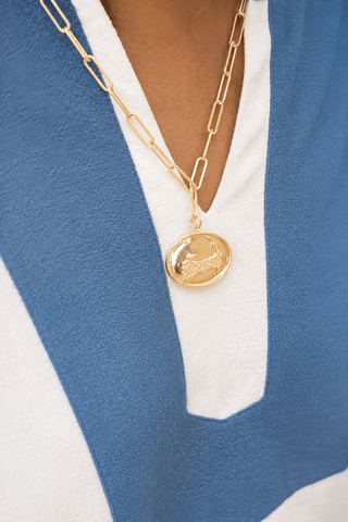 18K Gold Plated Beach Tag Charm Necklace