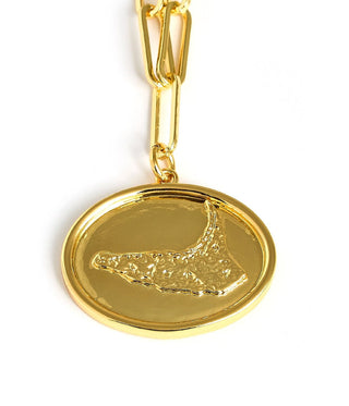 18K Gold Plated Beach Tag Charm Necklace