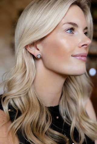 Margot 18K Gold Plated Textured Bezel Stud Earrings