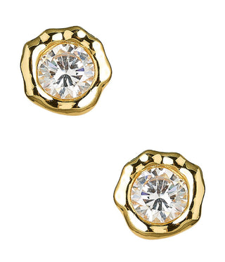 Margot 18K Gold Plated Textured Bezel Stud Earrings