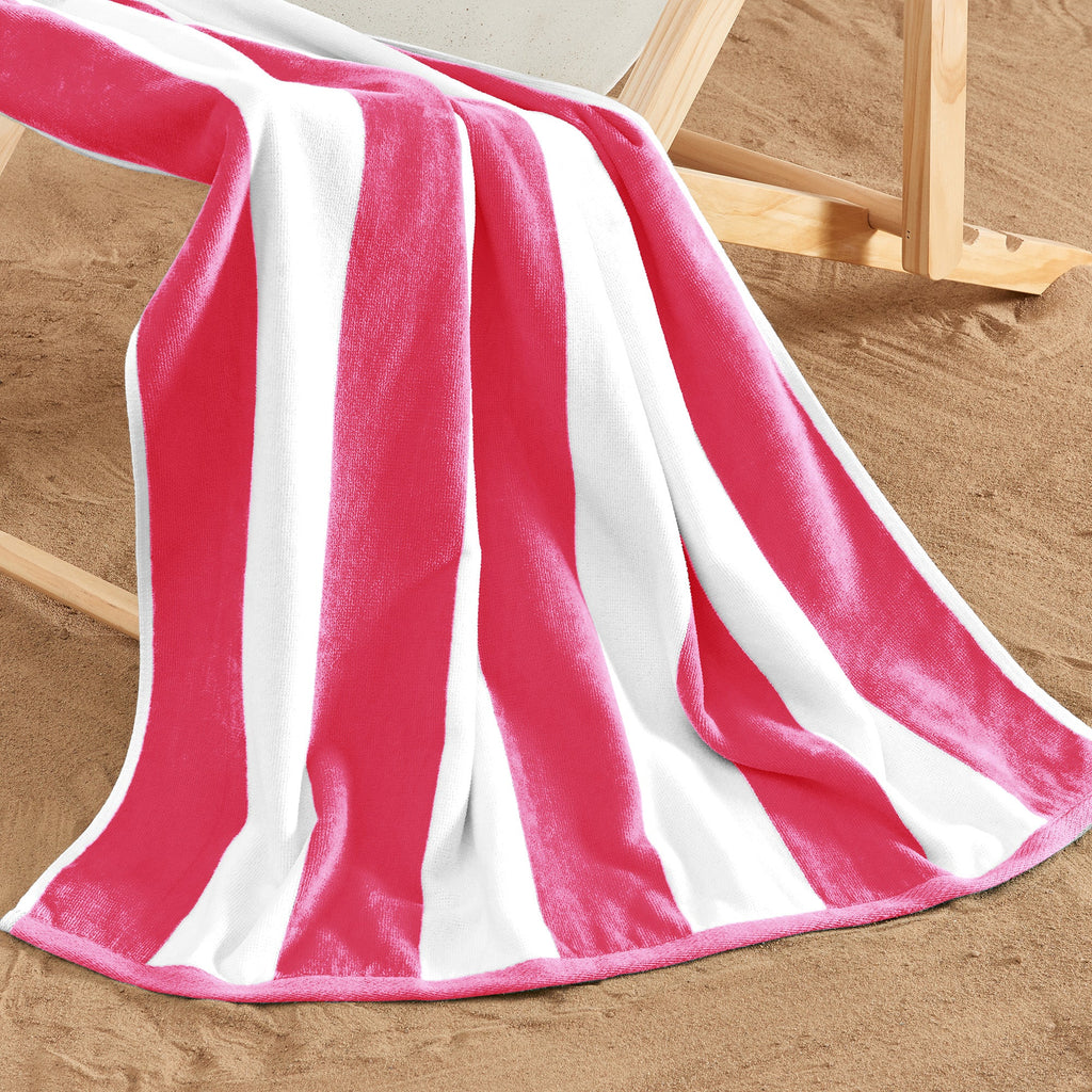 Elegant Cotton Velour Cabana Stripe Beach Towel – Novia Collection