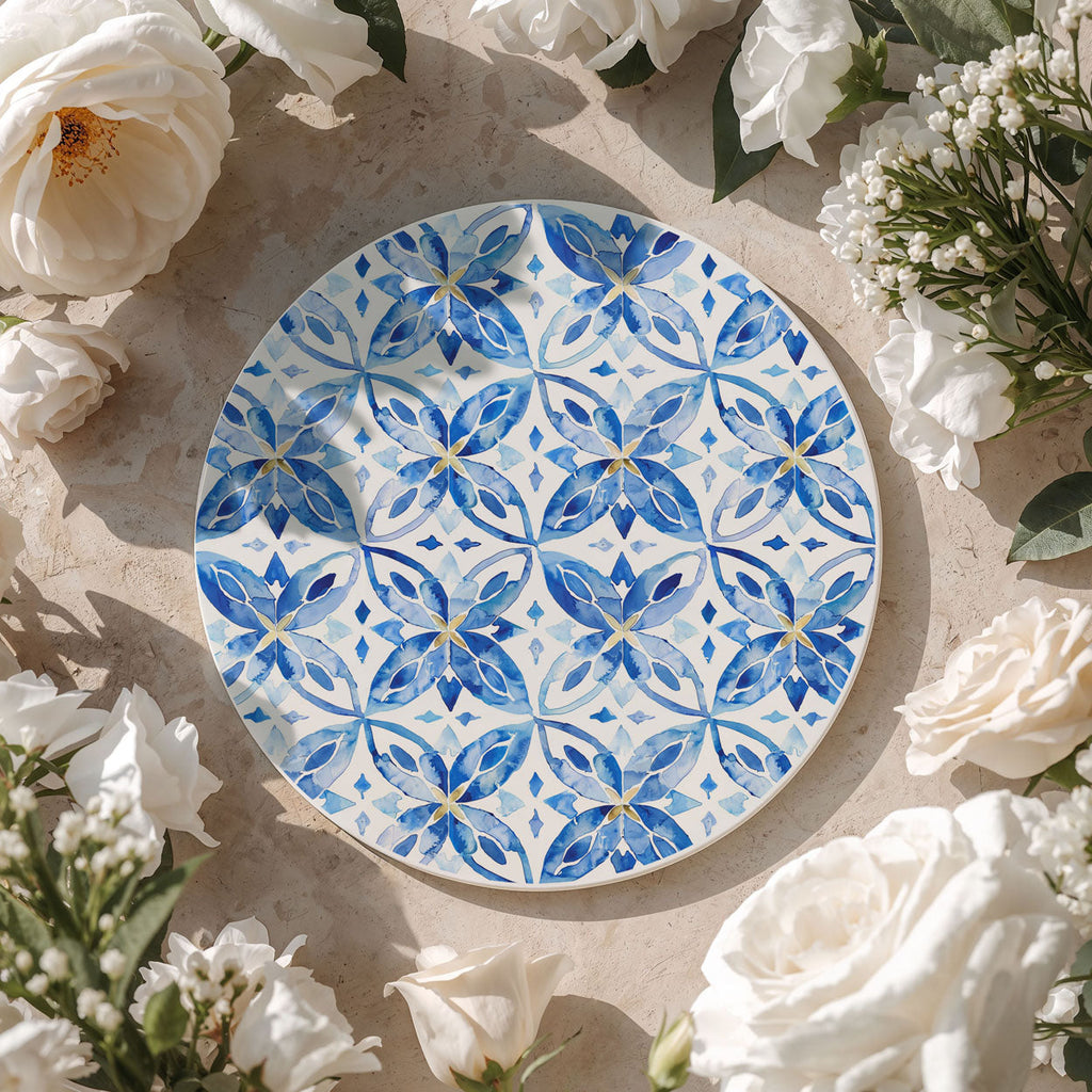 Mediterranean Lemon Ceramic Coasters – Blue Tile & Citrus Designs (4